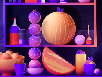 Fruity Kitchen 2d 3d apple design fruit graphic illustration nature art orange plant shape