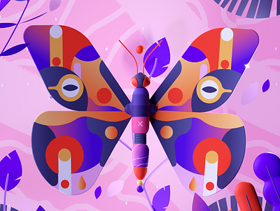Colorful Butterfly 2d 36days 3d butterfly colors design illustration insect letter