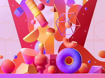 3D Colorful Shapes 2d 3d design illustration shape