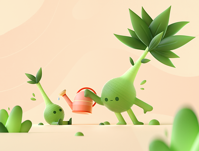 Cute Plants 2d 3d character colors graphic illustration plants shape