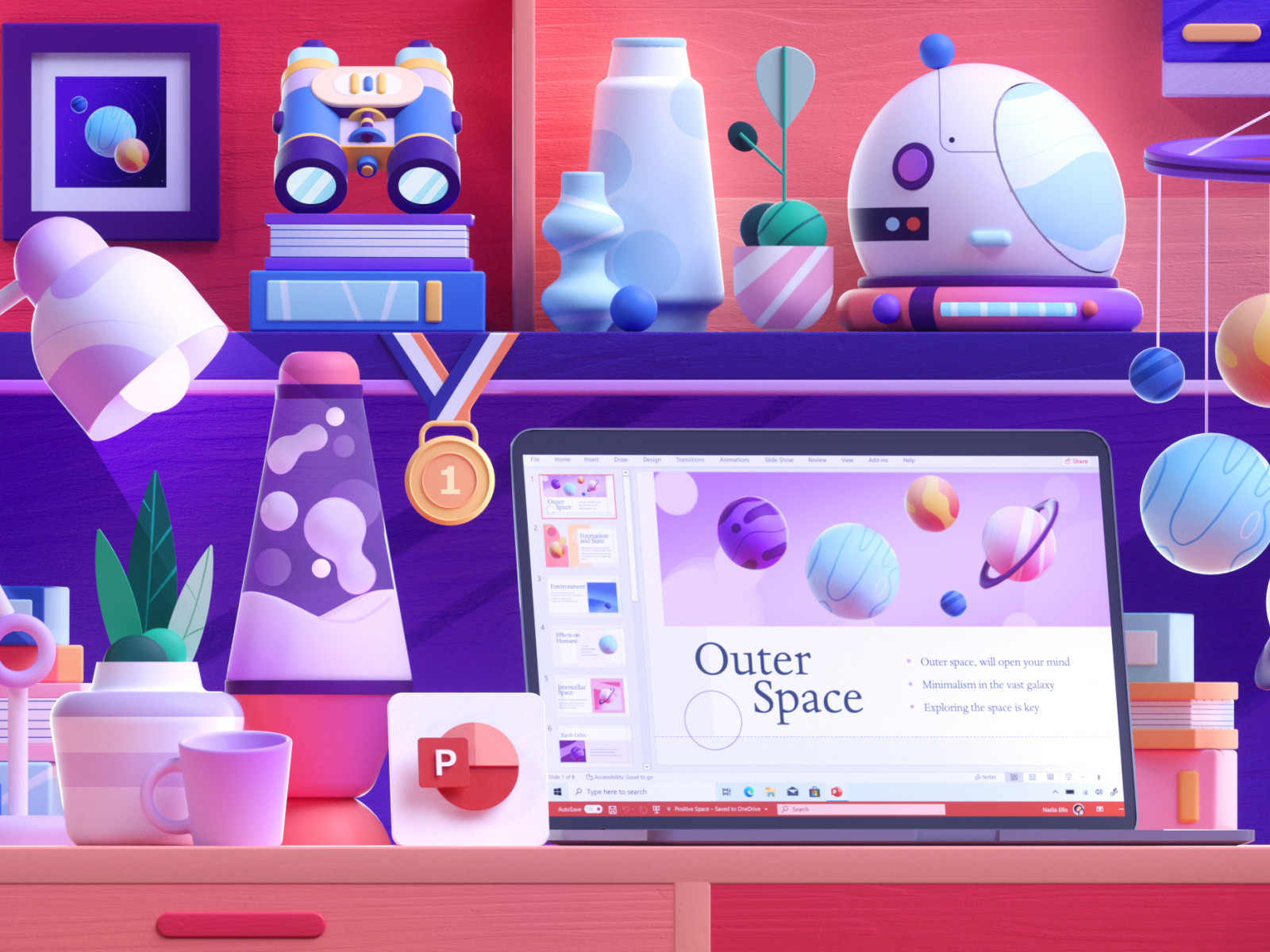 Microsoft 365 3D Space Desk by Mattey on Dribbble