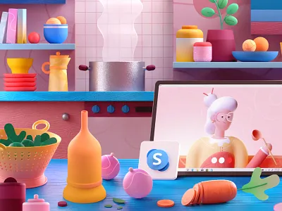 Cooking with Grandma 2d 3d colors cooking grandma graphic illustration kitchen microsoft shape skype