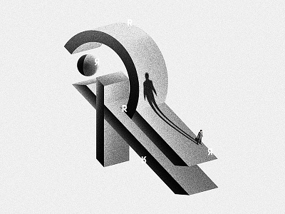 R 2d black geometry noise r typography white