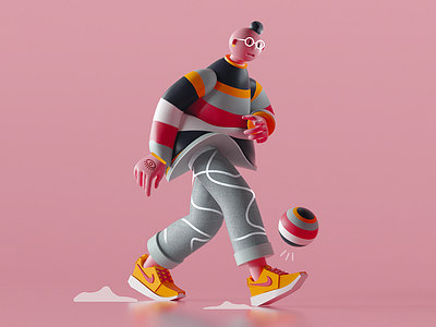 Walking Character 3d character colors design nike pattern