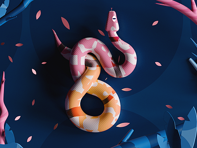 Pink Snake 2d 36days 3d colors design graphic illustration shape snake