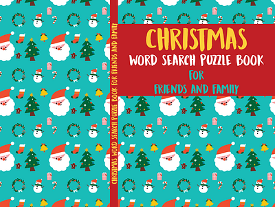Christmas Word Search Book Cover book cover childrens book christmas cmyk cover design illustration santa vector word search