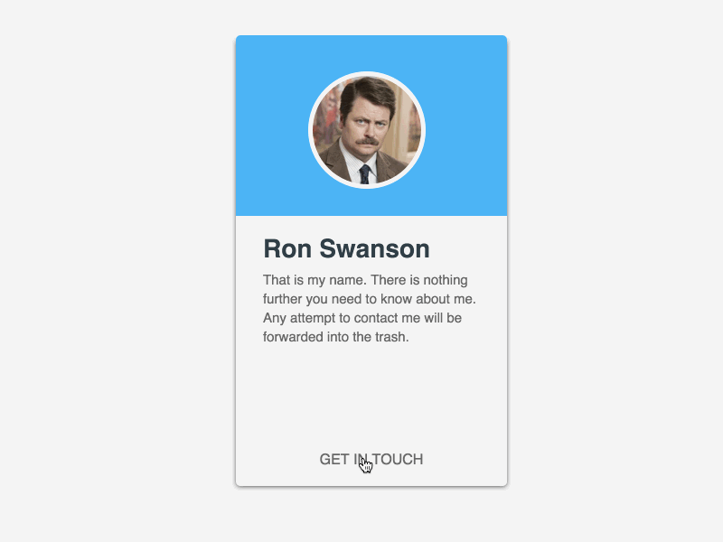 Contact Card V1 card contact card contact me email float label form get in touch ron swanson team contact ui ux