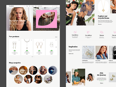 Pilgrim website redesign design e commerce jewellery online store shop store ui user interface ux web web design website