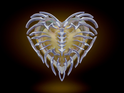 Heart protected by skeleton 3d 3drender blender chrome heart skeleton tattoo