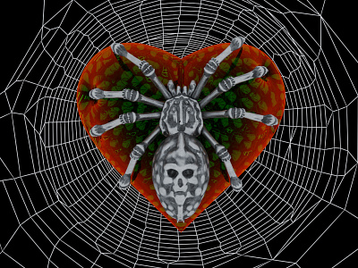 Heart protected by spider 3d blender heart protection render spider