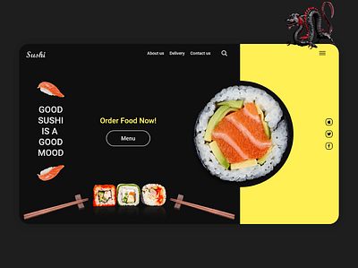 Sushi landing page design interaction ui uiux ux webdesign