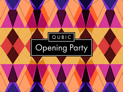 Qubic Party Cover architecture coworking cubism identity pattern typography window