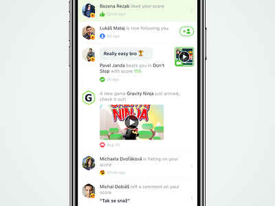 GAMEE – Refreshed Activity follow game icon notifications reactions social network