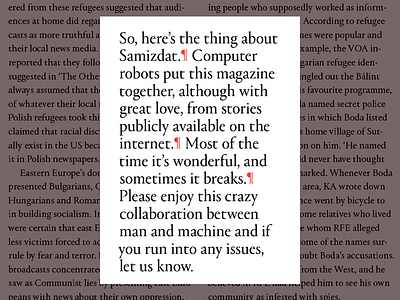 Samizdat 4 — notice page magazine page paragraph typgraphy