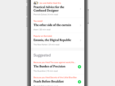 Samizdat 5 — Article list app magazine personal typography