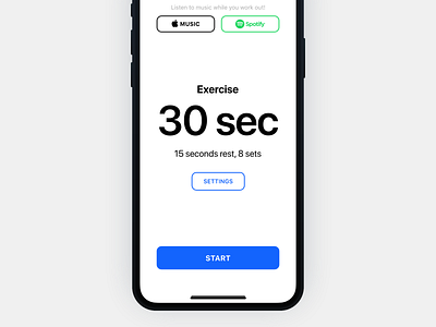 Workout Timer App – Start gym iphone x music native simple sport training typography