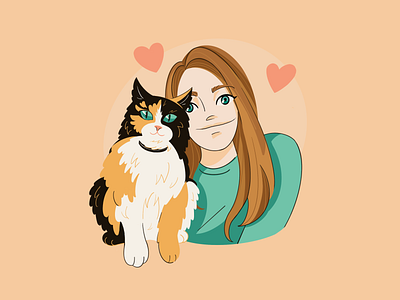 Anastasia cat character girl illustration portrait procreate