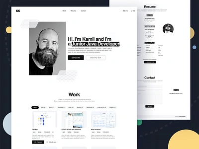 Portfolio page for Java Developer black black white design developer landingpage light onepage portfolio portfolio design programmer projects ui ux