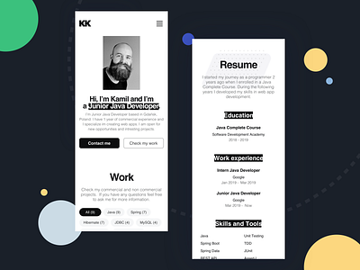 Portfolio page for Java Developer - Mobile