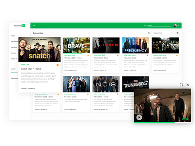 RemoteTV - Favourites adobe dashboard design desktop grid list netflix streaming ui ux view xd