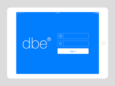 dbe login form app blue clean design form ios ipad login minimal