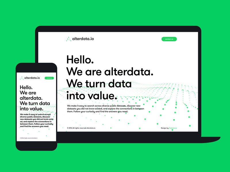 Alterdata Homepage dot dots green homepage landing logo page substance webdesign
