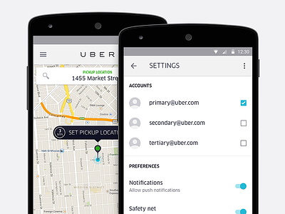 Uber Android Rider App on Lollipop android lollipop material design uber