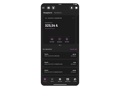 enpara.com Mobile Bank App - Dark Mode dark app dark mode dark theme mobile mobile app redesign redesign concept ui uidesign