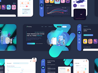 Mediteq Web Application Design adobe illustrator adobe xd app application blue branding colourful design doctor health illustration logo medical service ui ux web web design website