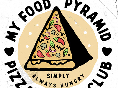 Food pyramid cartoon illustration retro vintage