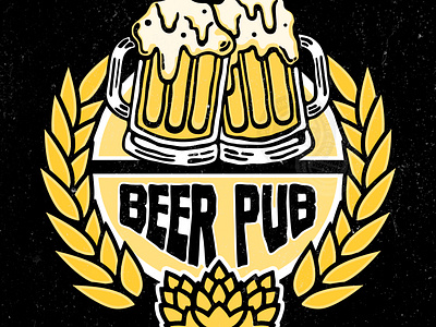 Non-alcoholic beer pub logo beer cartoon illustration logo non alcoholic pub retro vintage