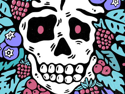 Summer skull apparel berries cartoon design illustration lowbrow retro skull summer vintage