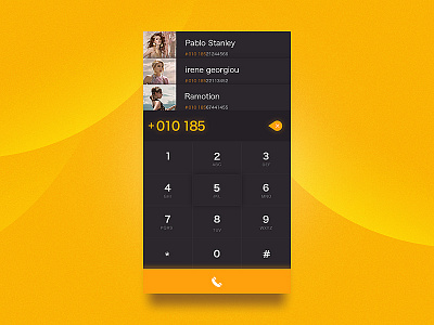 Day 02 - call interface app call card design ui yellow