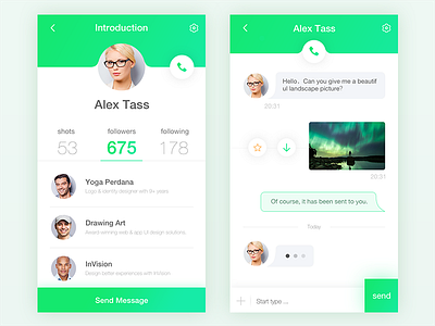 Day 13 - dialogue app chat design flat green ui