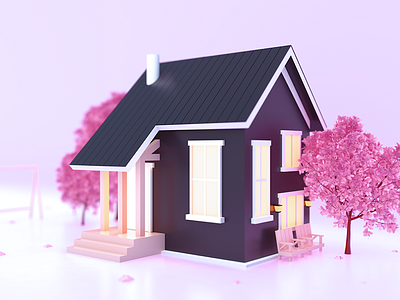 Transitional style building c4d
