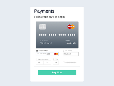 Credit Card Payment credit card minimalistic design payment responsive