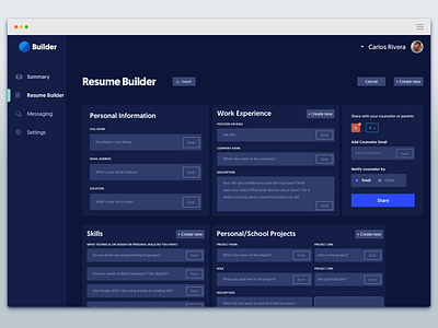 Resume Builder - Dashboard