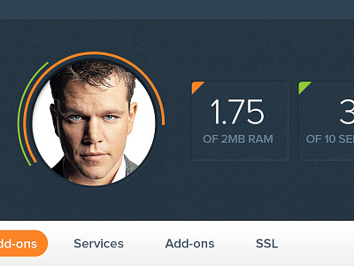 Matt Damon, you know it avatar bar chart blue dashboard gravatar matt damon percent percentage pie chart stats
