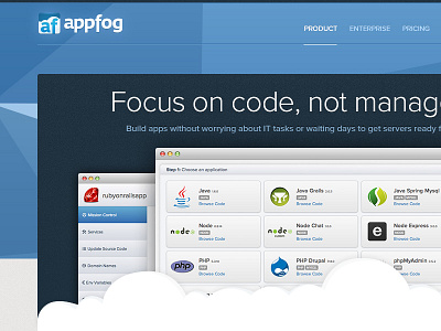 AppFog Product apps blue cloud dashboard fog geometric grain interface marketing pattern product shadow typography ui