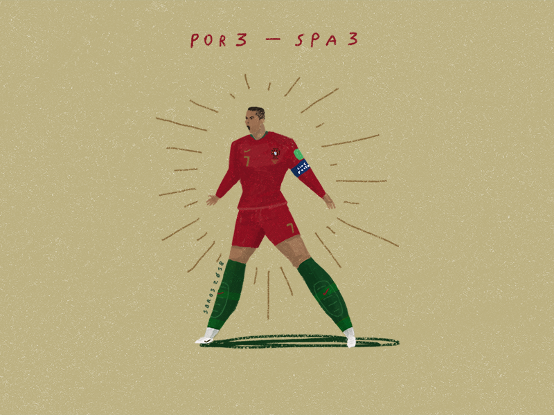 Portugal vs Spain football illustration