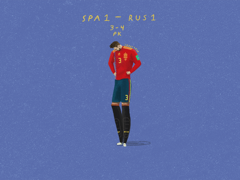 Spain vs Russia football illustration