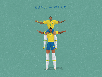 Brazil vs Mexico football illustration