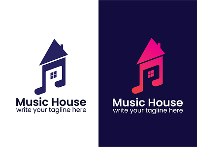 Music House logo, minimalist logo branding creative logo home logo house house logo illustrator logo logo mark logodesign logos minimal minimalist minimalist logo music music art music shop musician