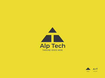 AT Letter Logo, Alp Tech logo design, Minimalist Logo