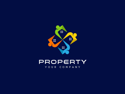Property logo concept branding colorful community developer graphic design home house housing icon logo property real estate residence