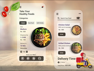 Glassmorphism Design - Mobile Food App UI glassmorphism mobile ui design ui ui design uiux