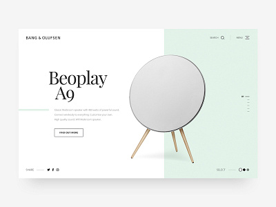 Bang & Olufsen A9 Concept a9 bang olufsen clean concept layout minimal product ui ux web web design website