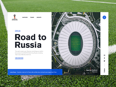 Fifa World Cup Russia 2018 bold square grid split screen bold type heading homepage clean layout photography football grass fifa soccer ui ux interaction animation web design landing box homepage website responsive page blog