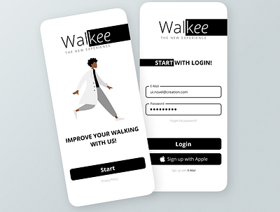 Walkee - Improve your walk experience app branding clean design flat illustration minimal ui ux vector