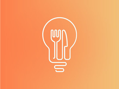 Lunchstorming brainstorming bulb fork knife logo lunch